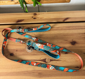 Sött set halsband och koppel med rävmotiv